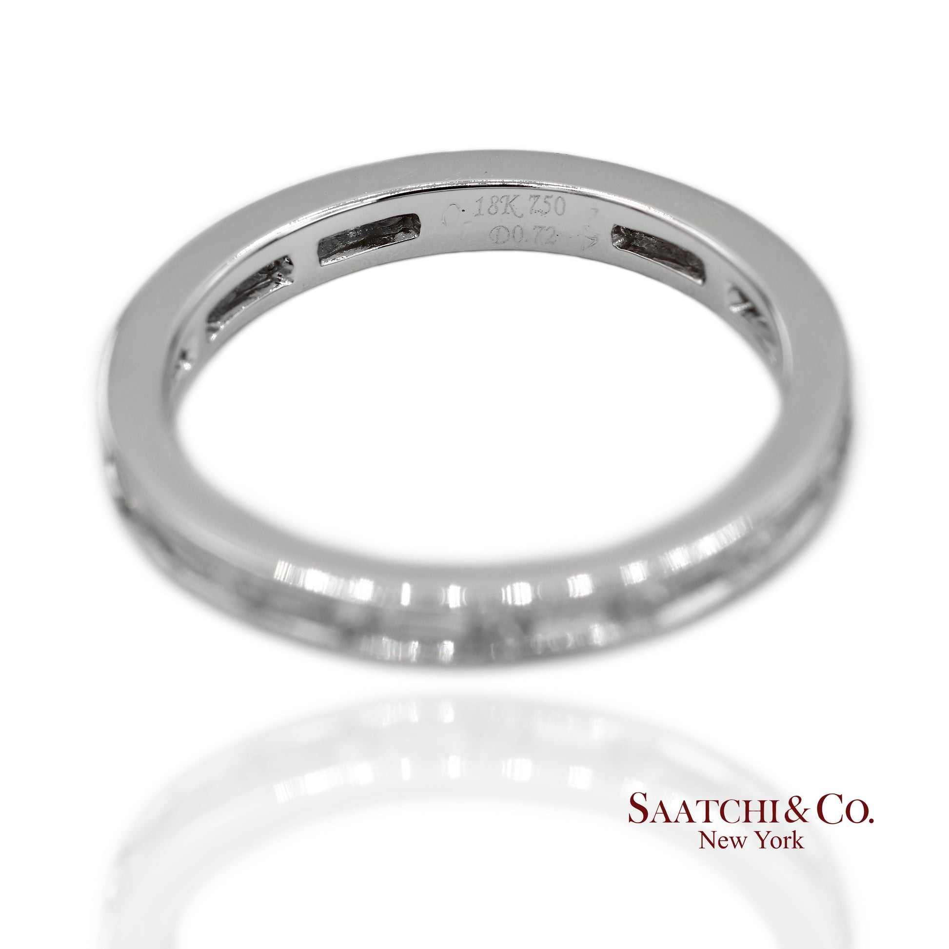 18K(750) Solid White Gold Natural Diamond Handmade Milgrain Band Ring