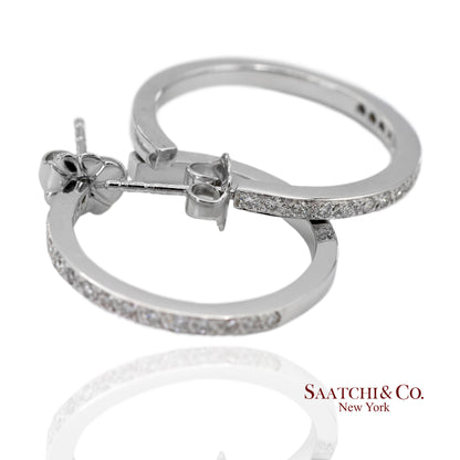 18K(750) Solid White Gold Natural Diamond Hoop Earrings