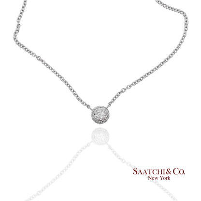 18K(750) White Gold Natural Diamond Pendant Necklace with Chain