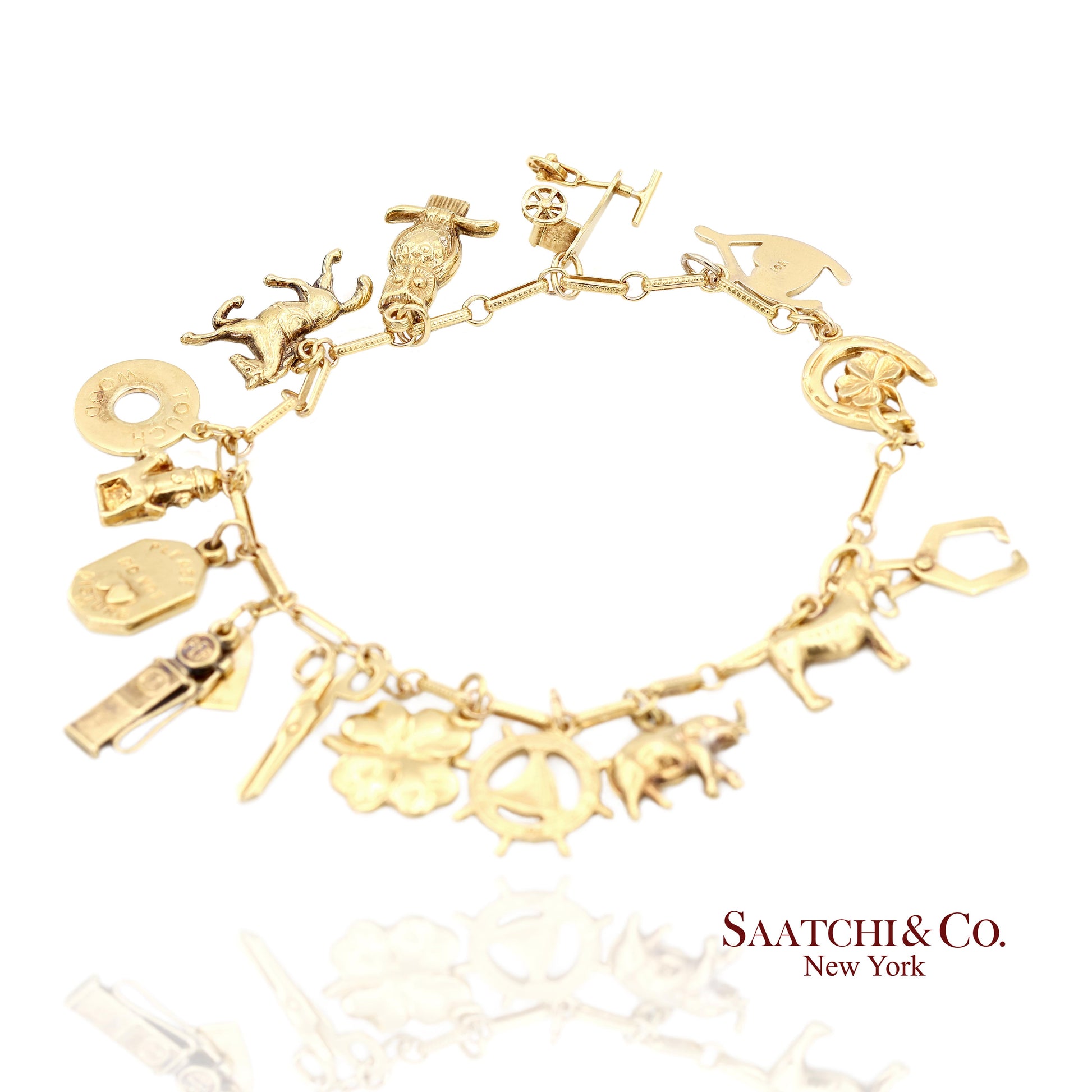 Vintage Estate 10K(417) Yellow Gold Charm Bracelet