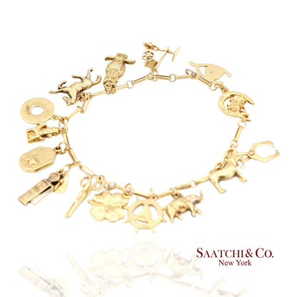 Vintage Estate 10K(417) Yellow Gold Charm Bracelet