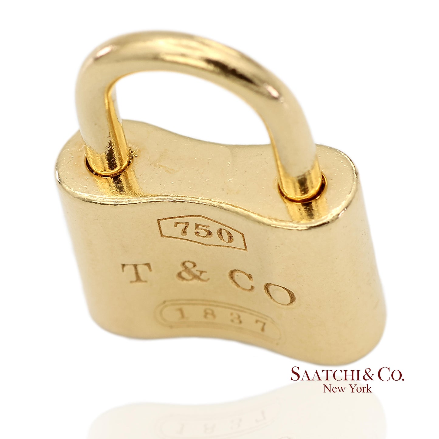 Tiffany & Co. 18K Yellow Gold Padlock Charm Pendant Necklace (Non Openable)