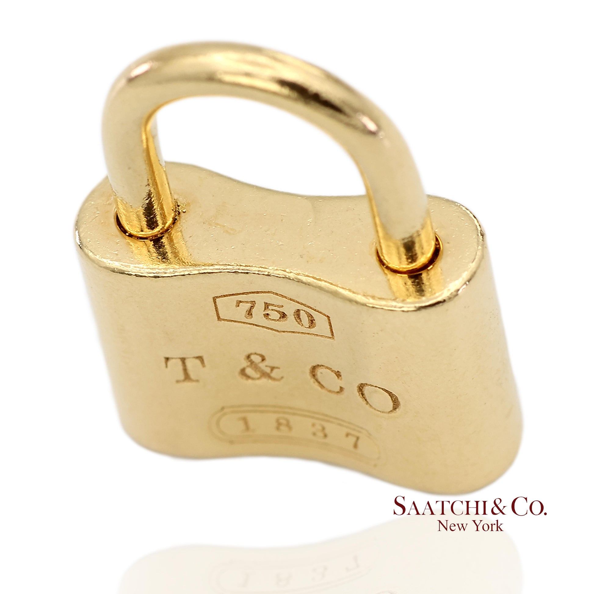 Tiffany & Co. 18K Yellow Gold Padlock Charm Pendant Necklace (Non Openable)