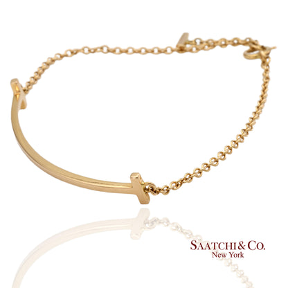 Tiffany & Co. Vintage 18K(750) Solid Yellow Gold T Smile Bracelet