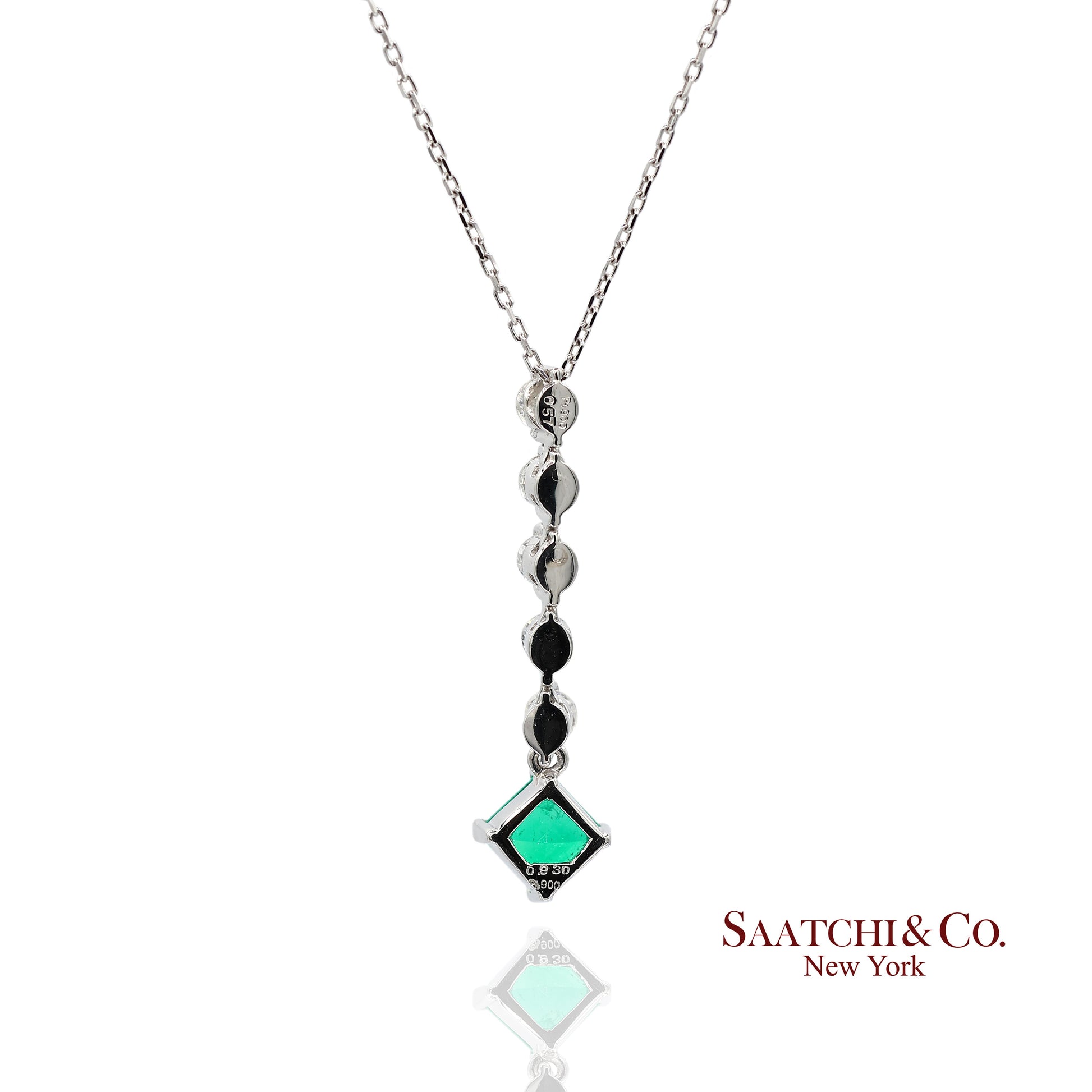 GIA Certified Platinum 900 Natural Diamond and Colombian Emerald Pendant