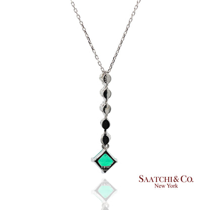 GIA Certified Platinum 900 Natural Diamond and Colombian Emerald Pendant