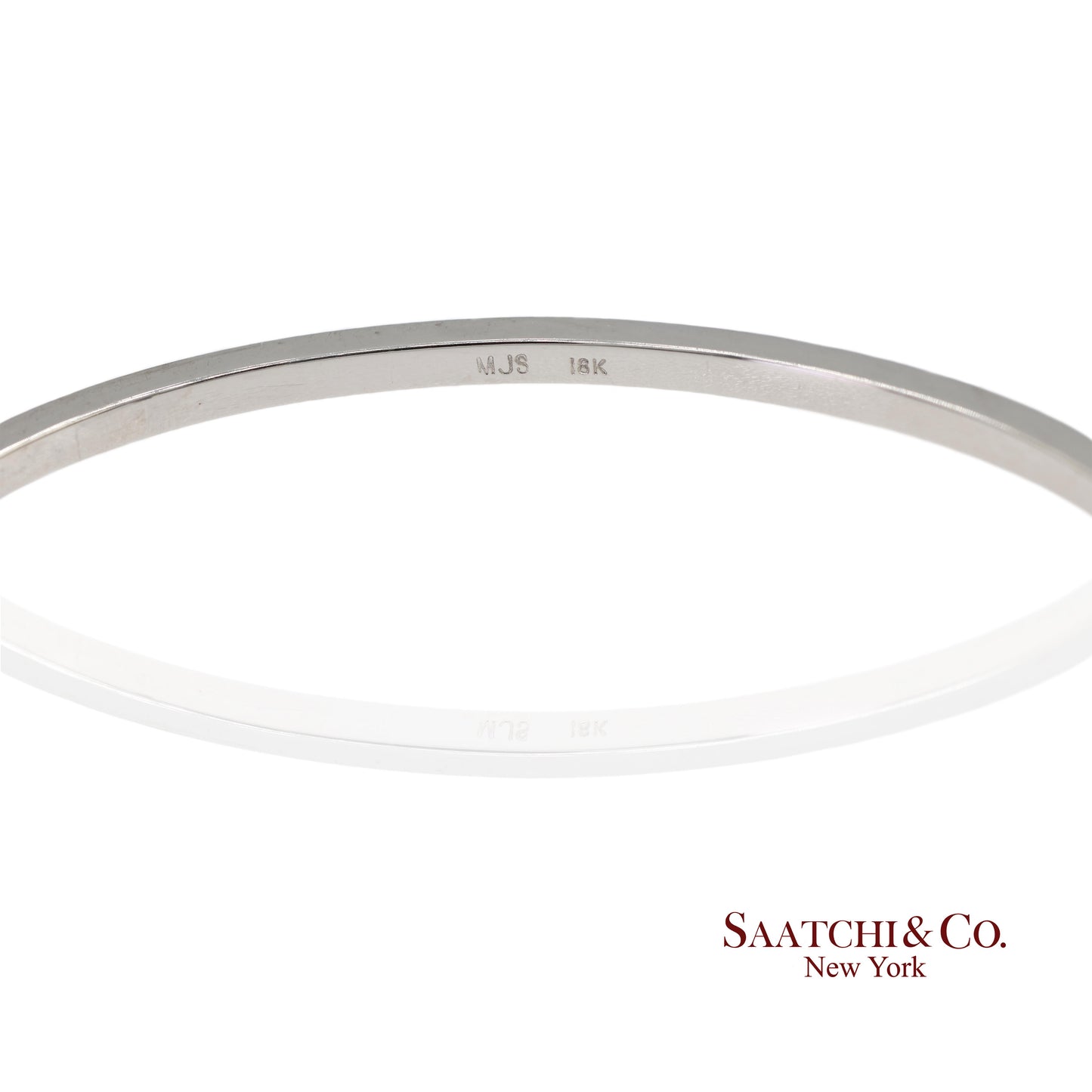 18K 750 Solid White Gold Brilliant Cut Natural Diamond Bangle Bracelet