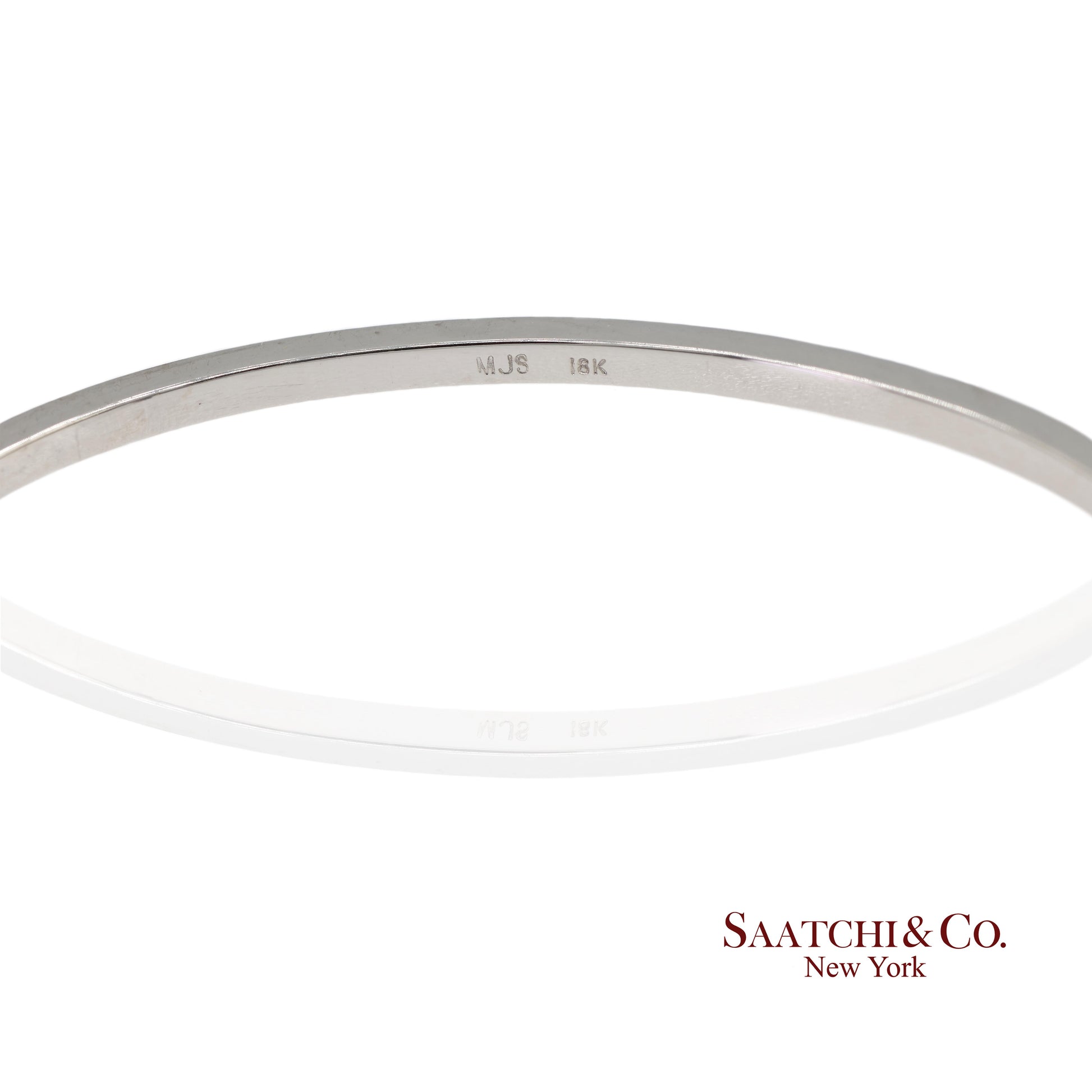 18K 750 Solid White Gold Brilliant Cut Natural Diamond Bangle Bracelet