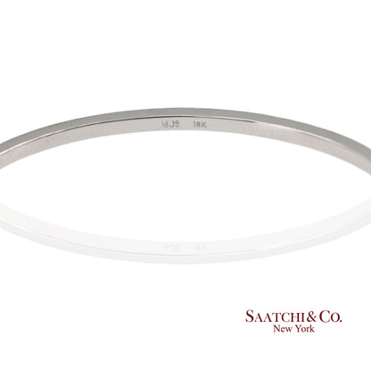 18K 750 Solid White Gold Brilliant Cut Natural Diamond Bangle Bracelet