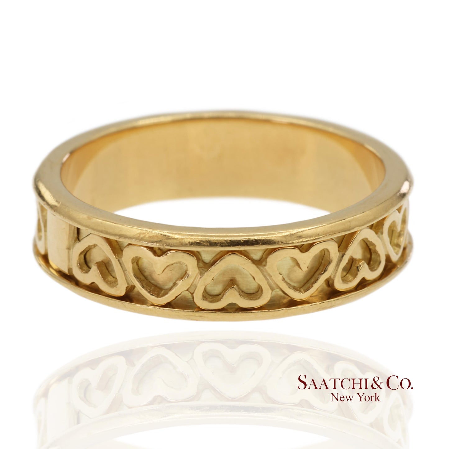 Vintage Tiffany & Co. 18K 750 Solid Yellow Gold Heart Shape Band Ring