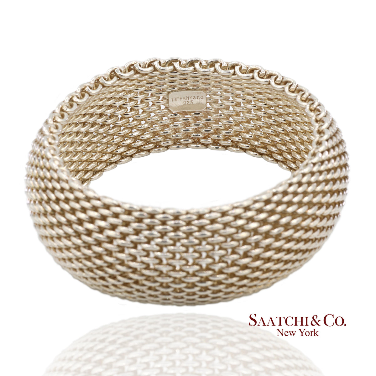 Tiffany & Co. Sterling Silver Somerset Mesh Wide Bangle Bracelet