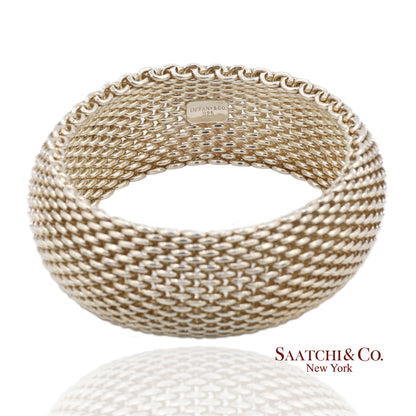 Tiffany & Co. Sterling Silver Somerset Mesh Wide Bangle Bracelet