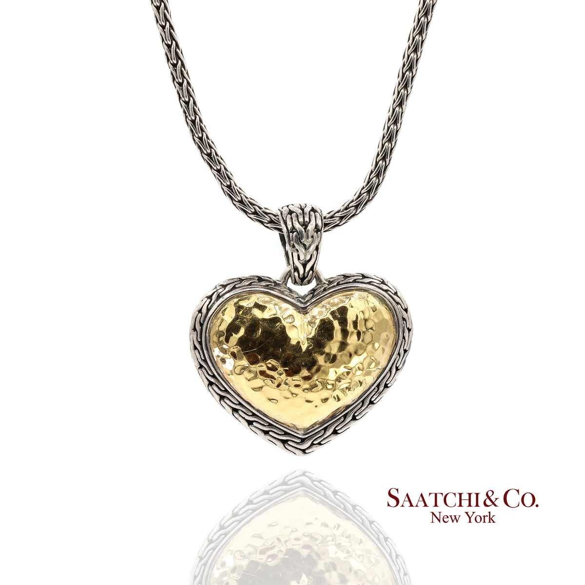 John Hardy 22K Yellow Gold and Sterling Silver Heart Pendant Necklace
