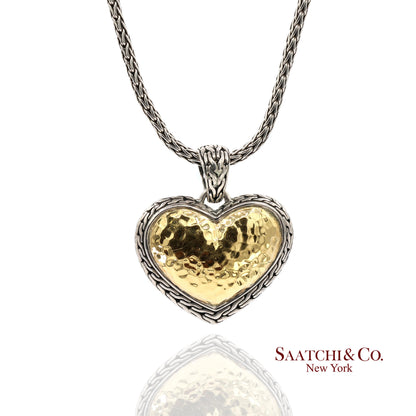 John Hardy 22K Yellow Gold and Sterling Silver Heart Pendant Necklace