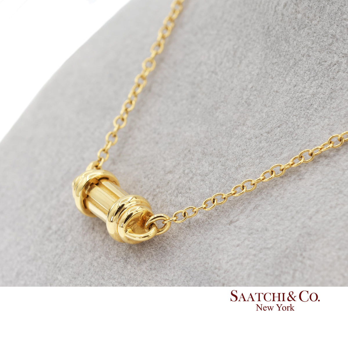 Tiffany & Co Solid 18K Yellow Gold Scroll Pendant Necklace 16"