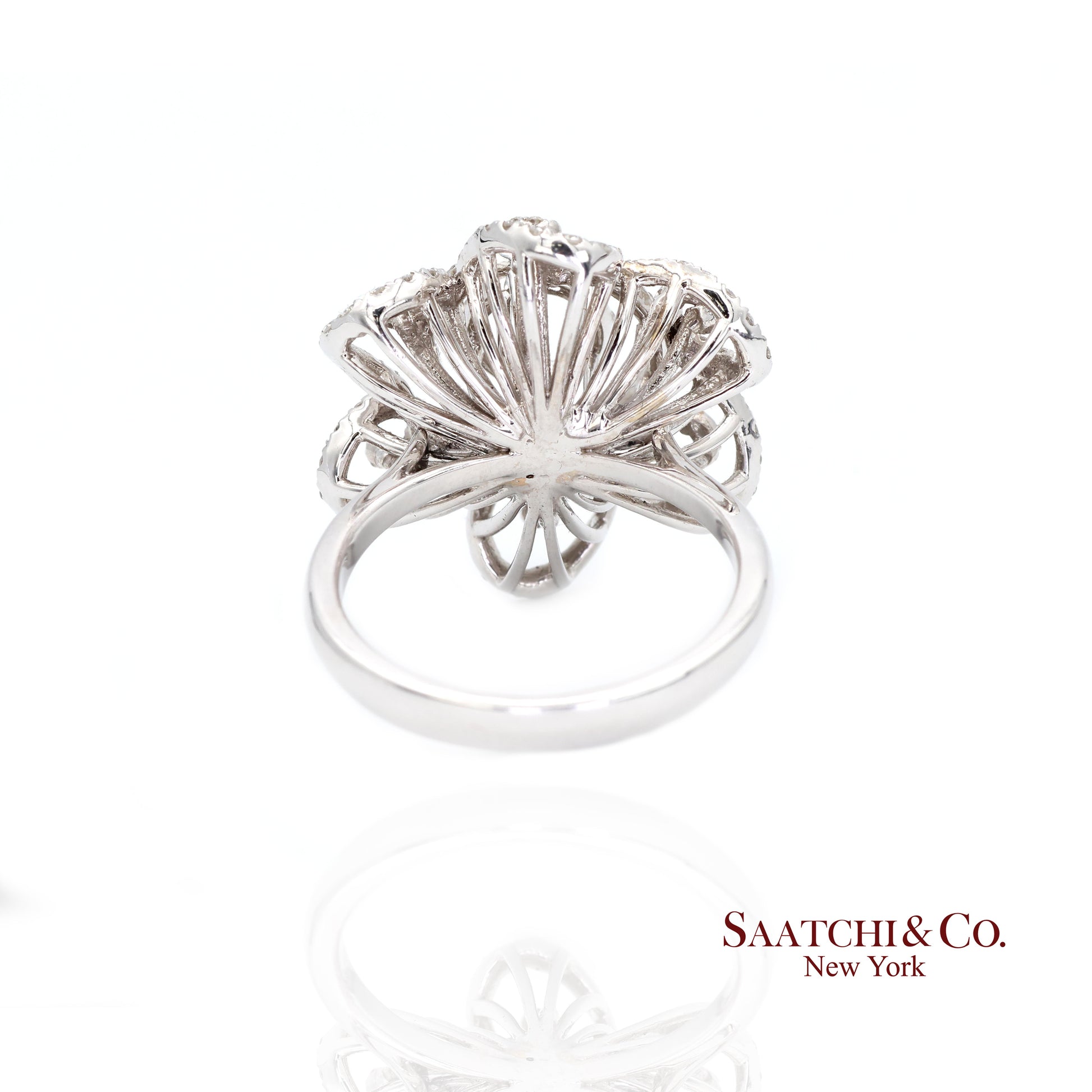 14k(585) White Gold  Natural Diamond Ring Size 7