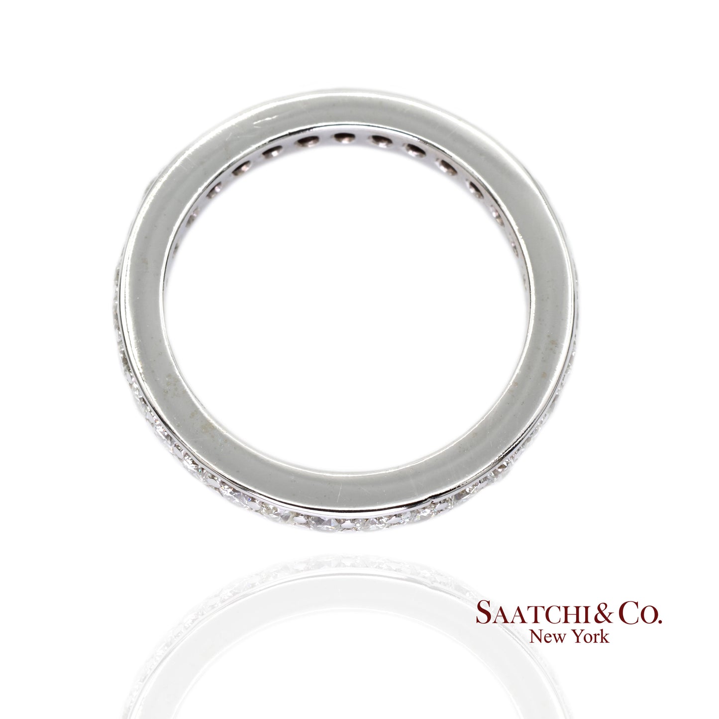 14k (585) White Gold Natural Diamond Eternity Band Size 6.5