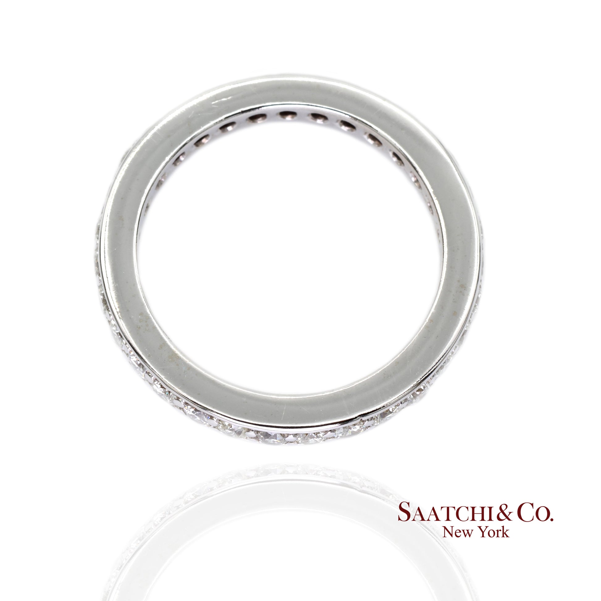 14k (585) White Gold Natural Diamond Eternity Band Size 6.5