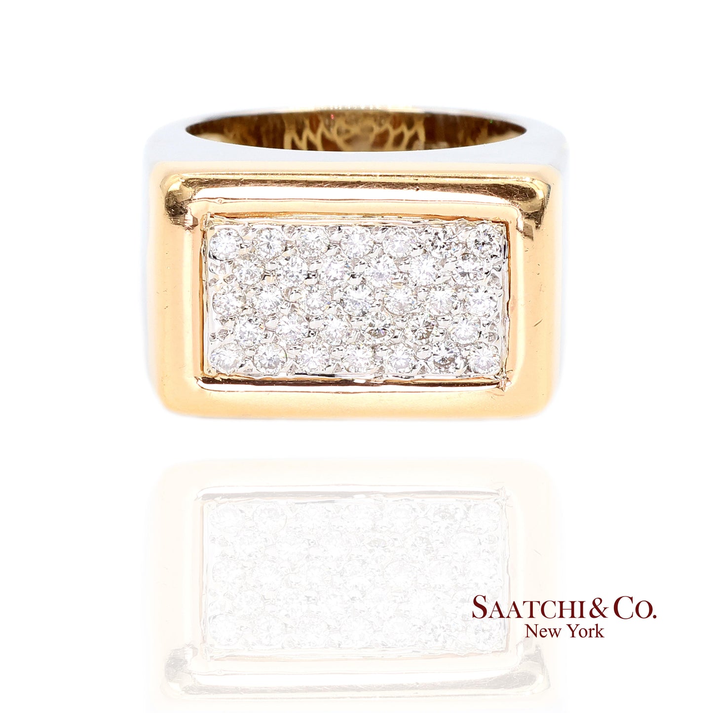 18k (750) Two Tone White Yellow Gold Natural Diamond Ring