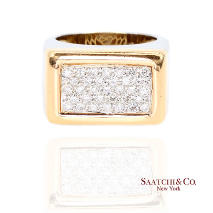 18k (750) Two Tone White Yellow Gold Natural Diamond Ring