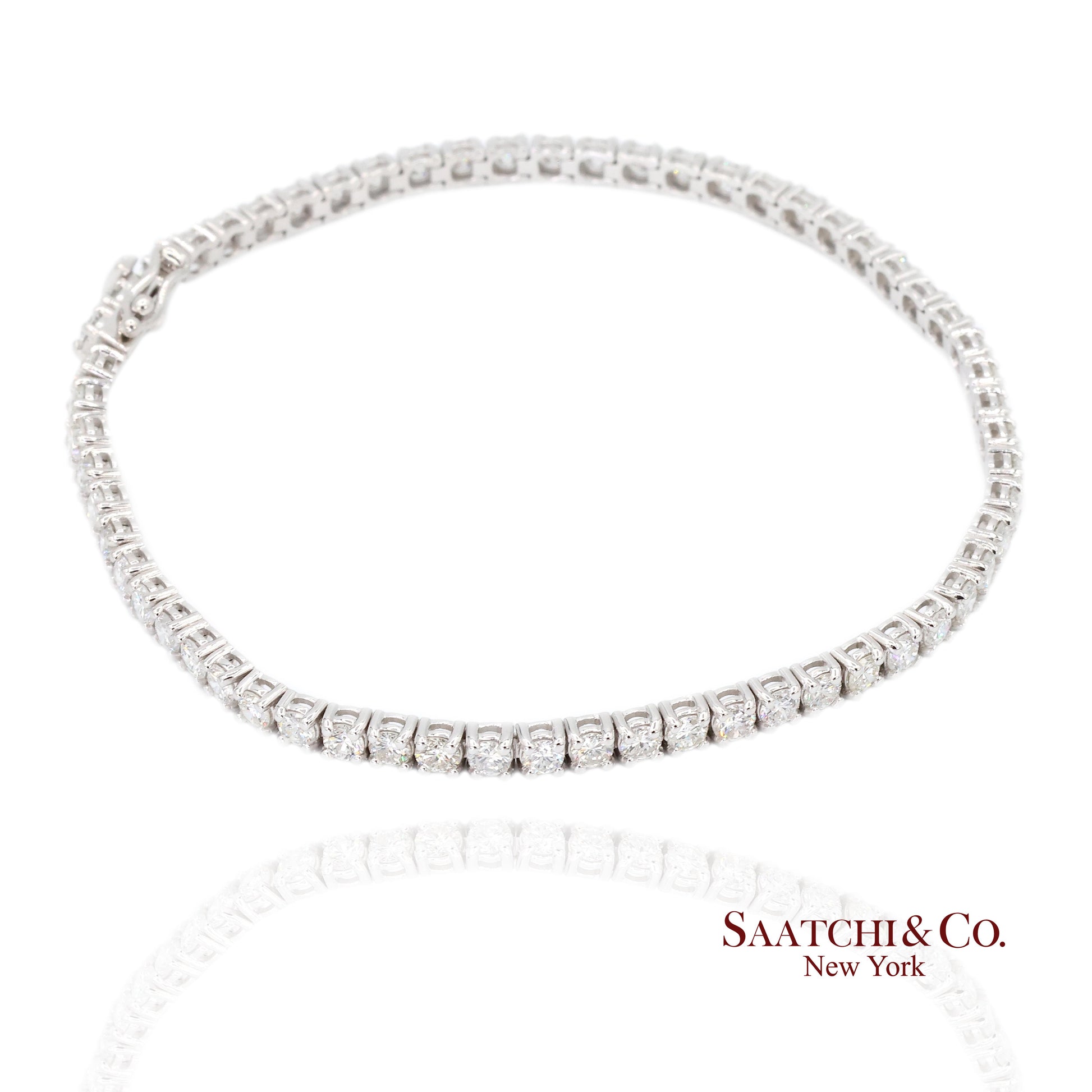 14k (585) White Gold Natural Diamond Tennis Bracelet size 7.5 inch