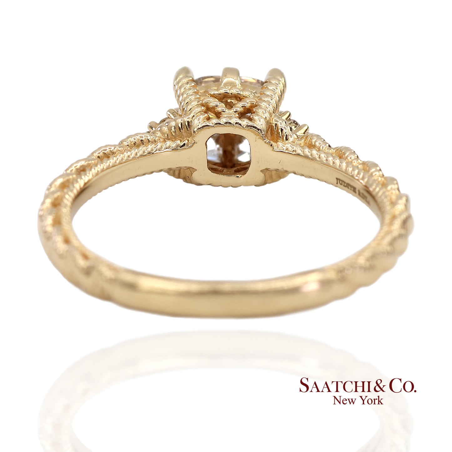 Judith Ripka 14K (585) Yellow Gold Natural Diamond Square Illusion Band Ring