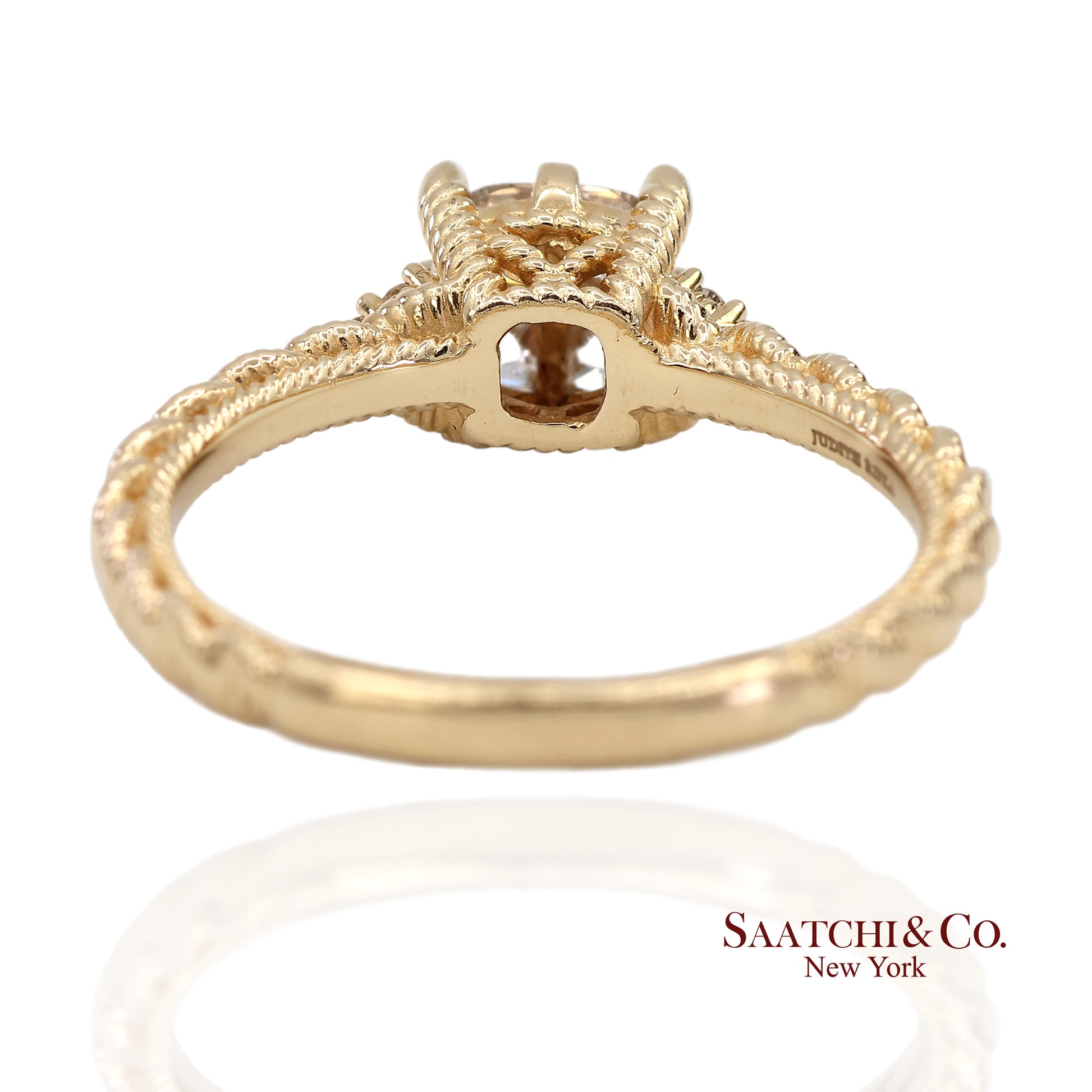 Judith Ripka 14K (585) Yellow Gold Natural Diamond Square Illusion Band Ring