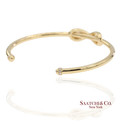 Tiffany & Co. Infinity Cuff 18K 750 Yellow Gold Natural Diamond Bangle Bracelet