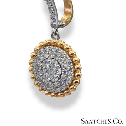 Two Tone Natural Diamond Earring in 18K (750) White & Rose Gold