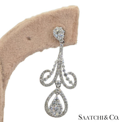 Natural Diamond Earring Pear Shape in 18K (750) White Gold