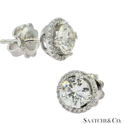 GIA Hilo Stud Natural Diamond Earring White 18k Gold