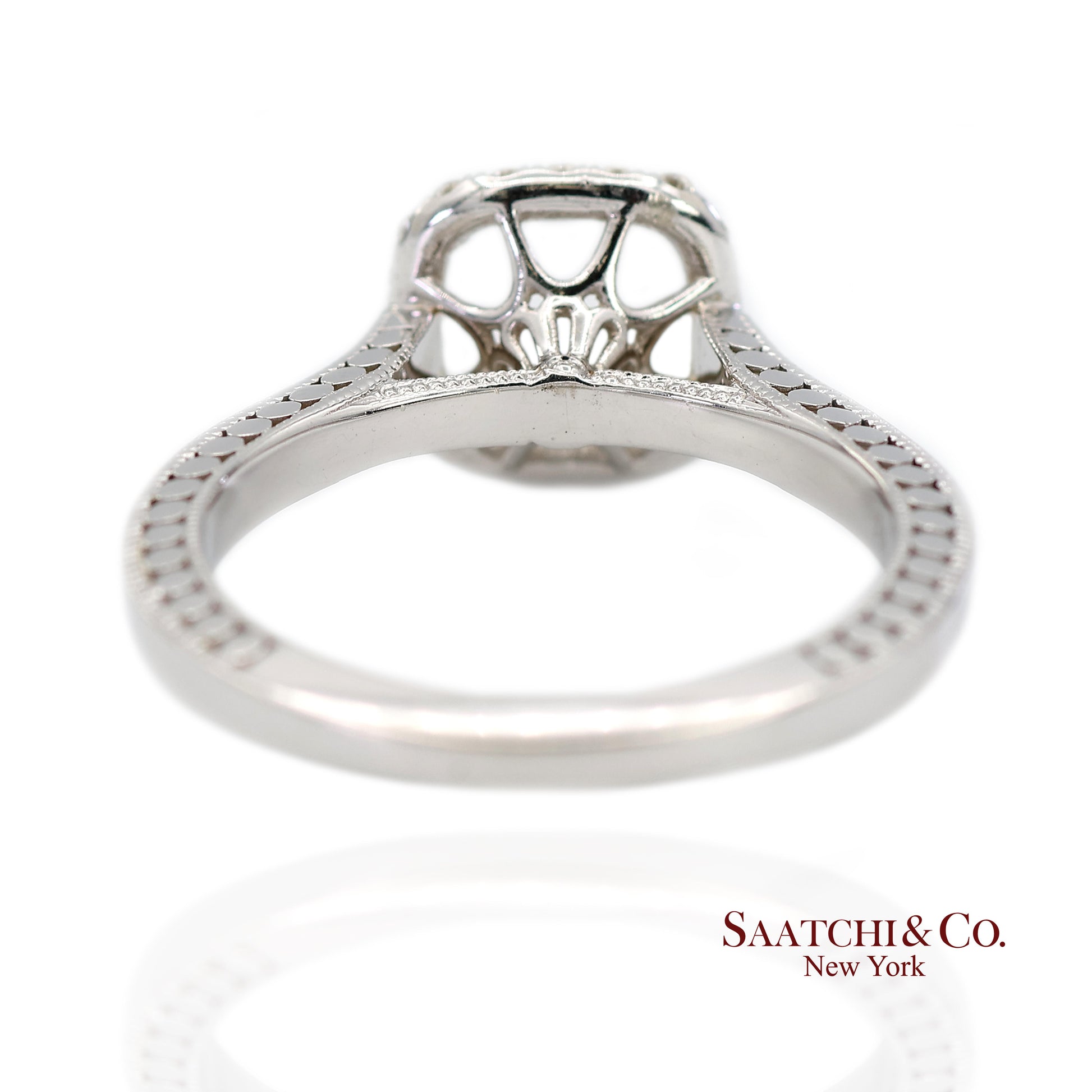 14K (585) White Gold Natural Brilliant Diamond Semi Mount Ring Size 7