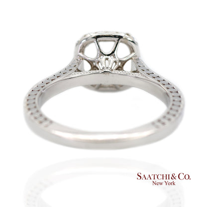 14K (585) White Gold Natural Brilliant Diamond Semi Mount Ring Size 7