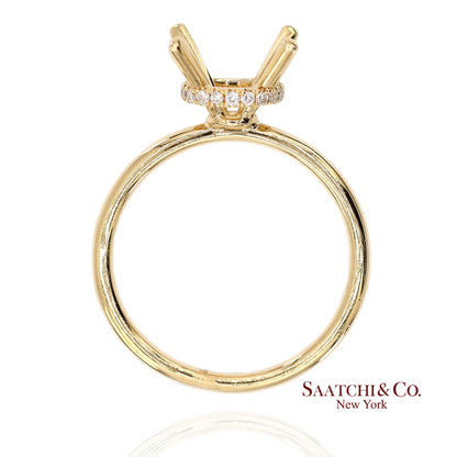 18K (750) Yellow Gold Natural Brilliant Diamond Semi Mount Ring Size 6