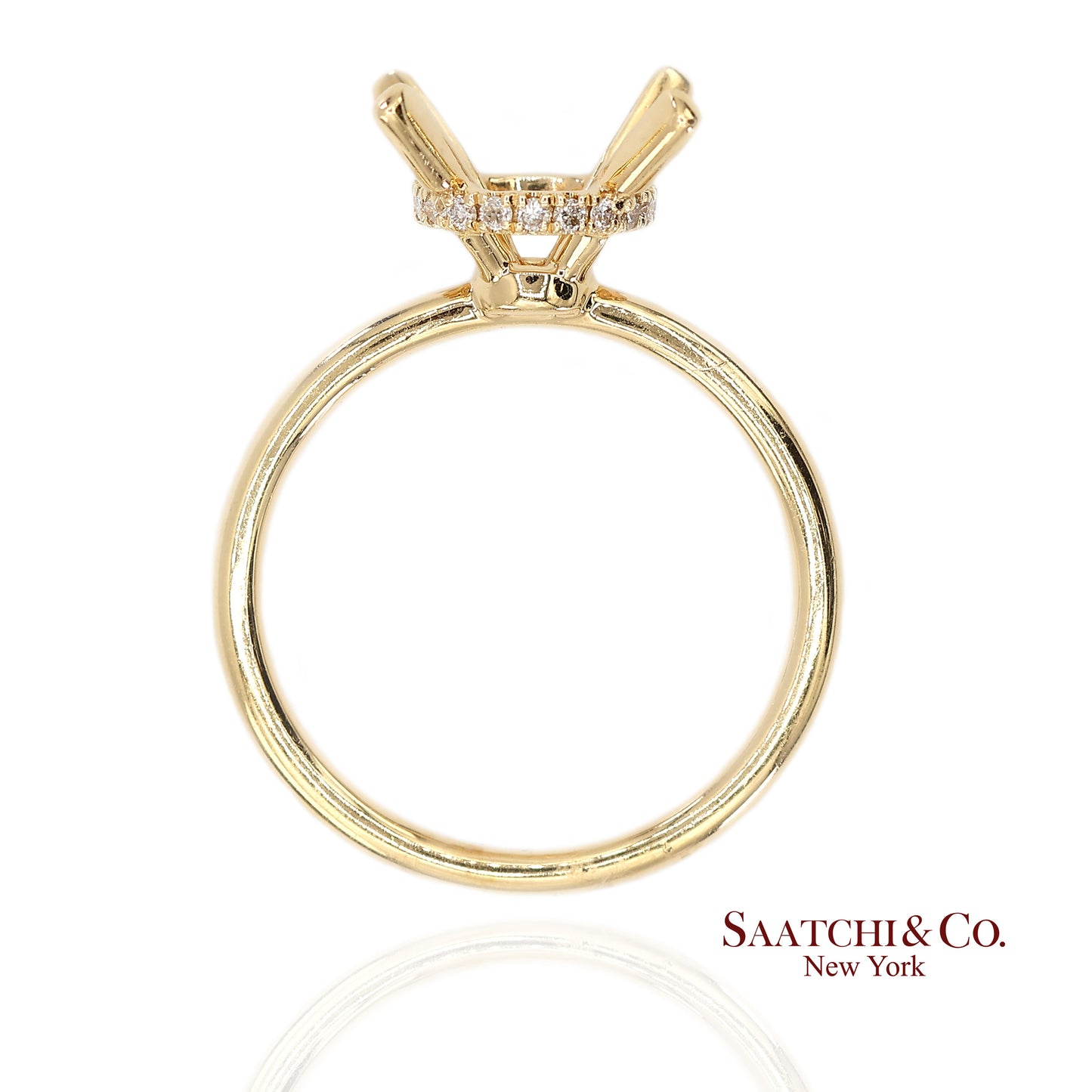 18K(750) Yellow Gold Natural Brilliant Diamond Mounting Ring