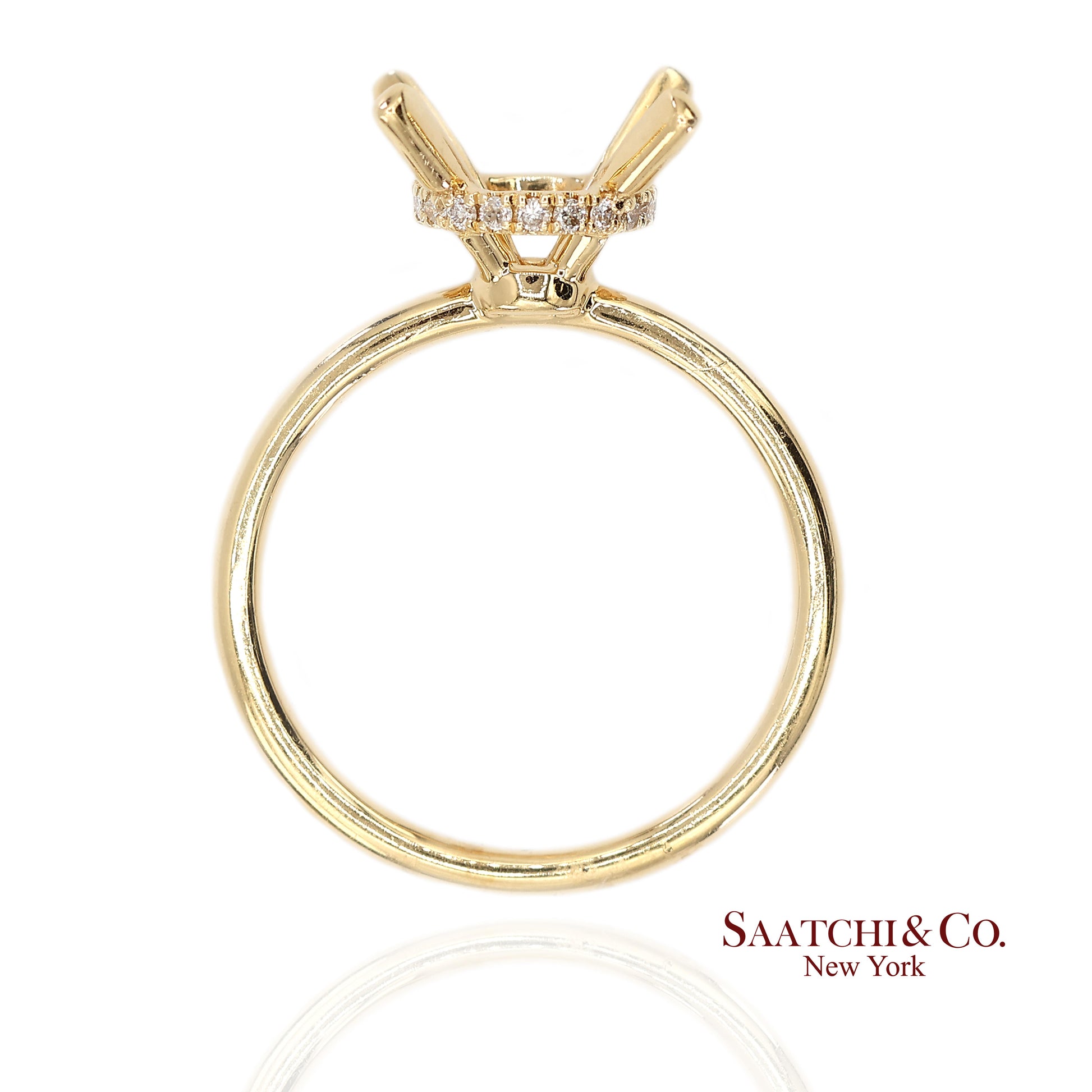 18K(750) Yellow Gold Natural Brilliant Diamond Mounting Ring