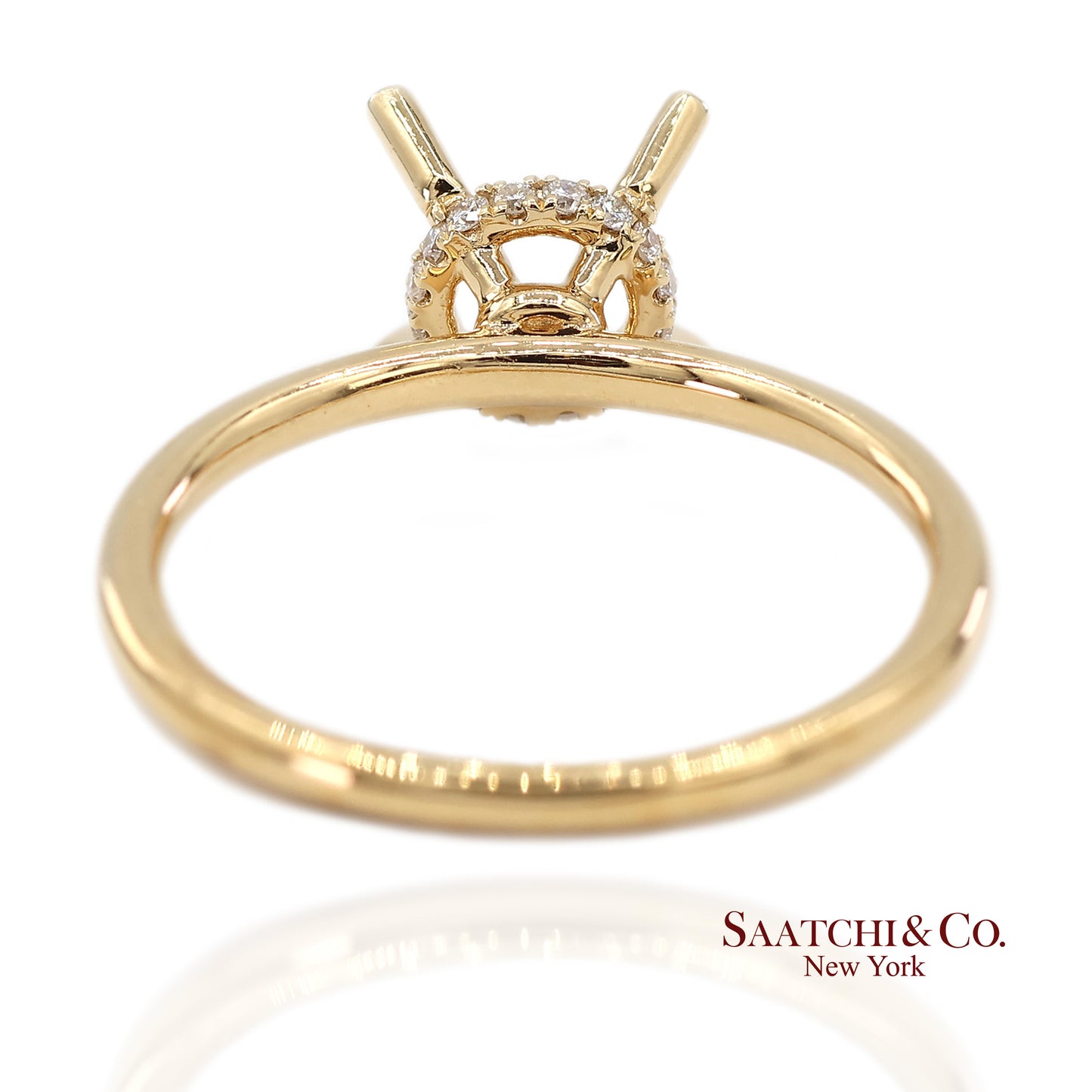 18K(750) Yellow Gold Natural Brilliant Diamond Mounting Ring