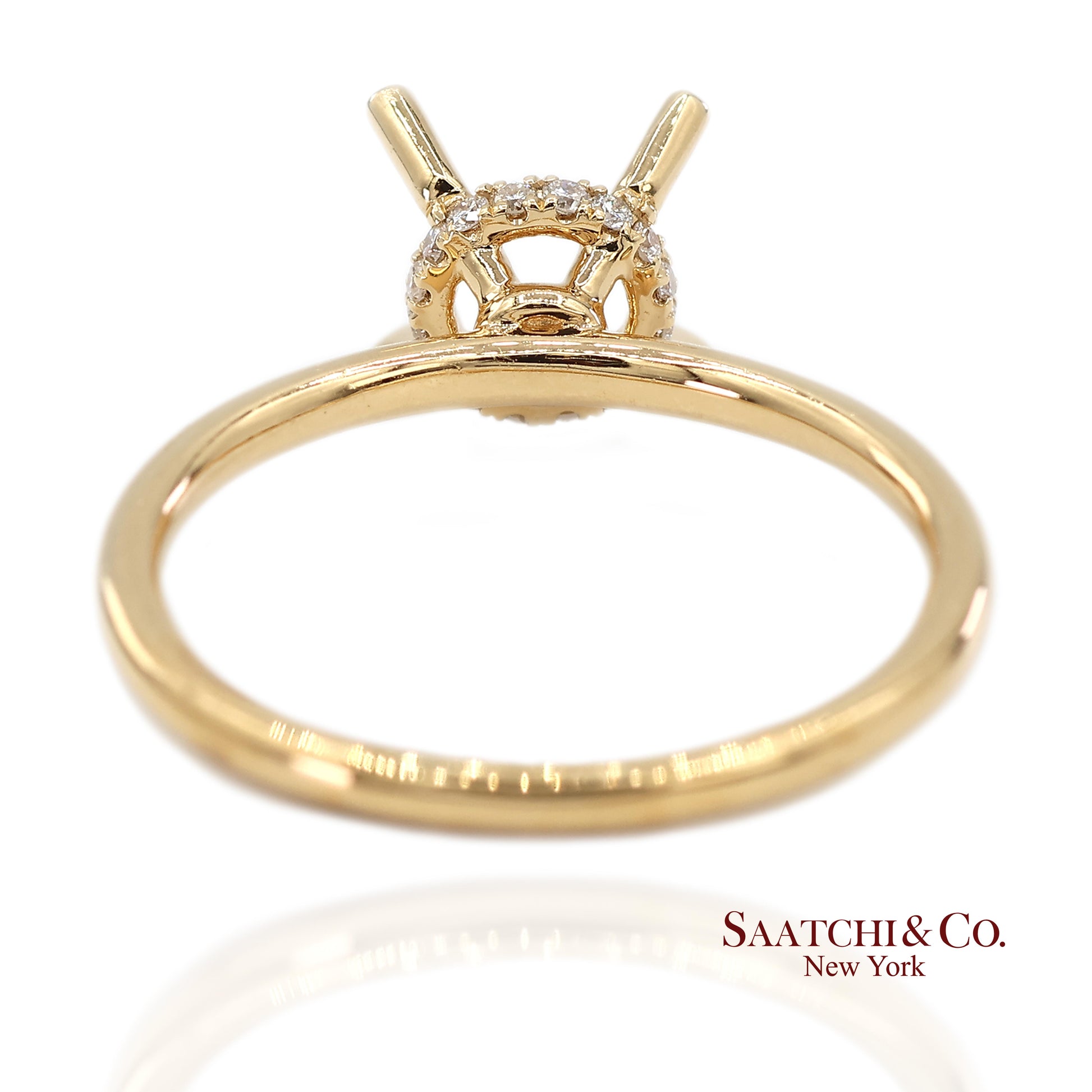 18K(750) Yellow Gold Natural Brilliant Diamond Mounting Ring
