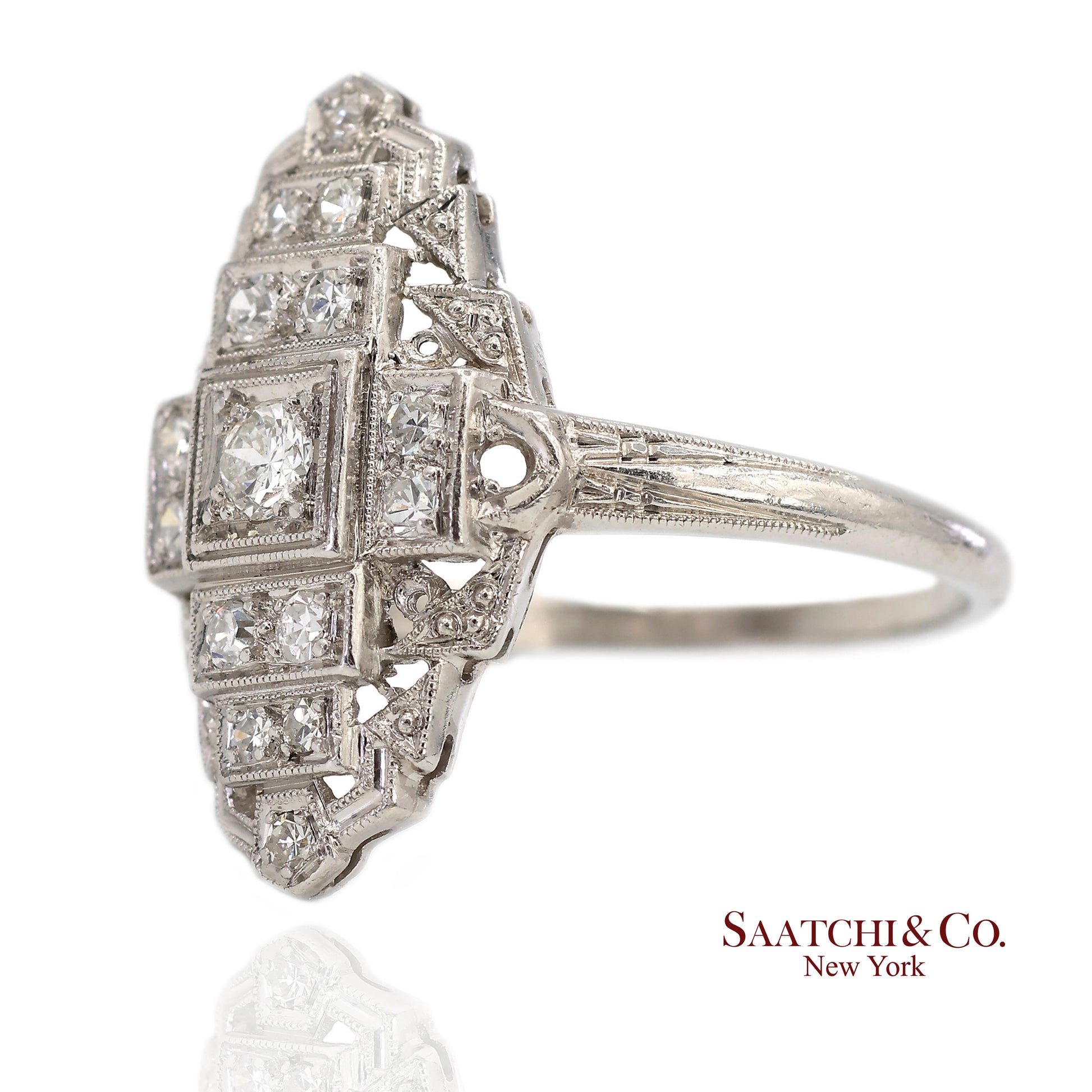 Vintage Platinum (950) Natural Diamond Old Cut Ring