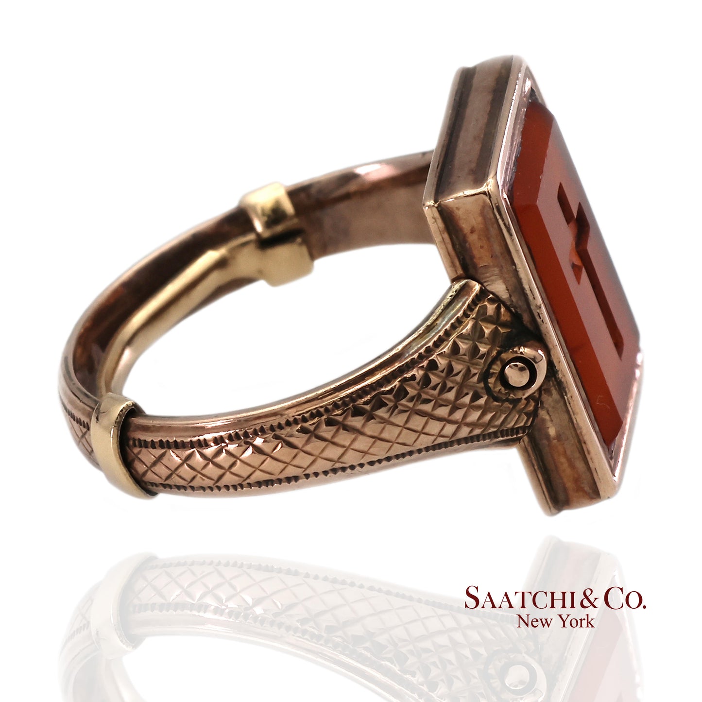 10K Yellow Gold Victorian Braided Mourning Quartz Hair Ring