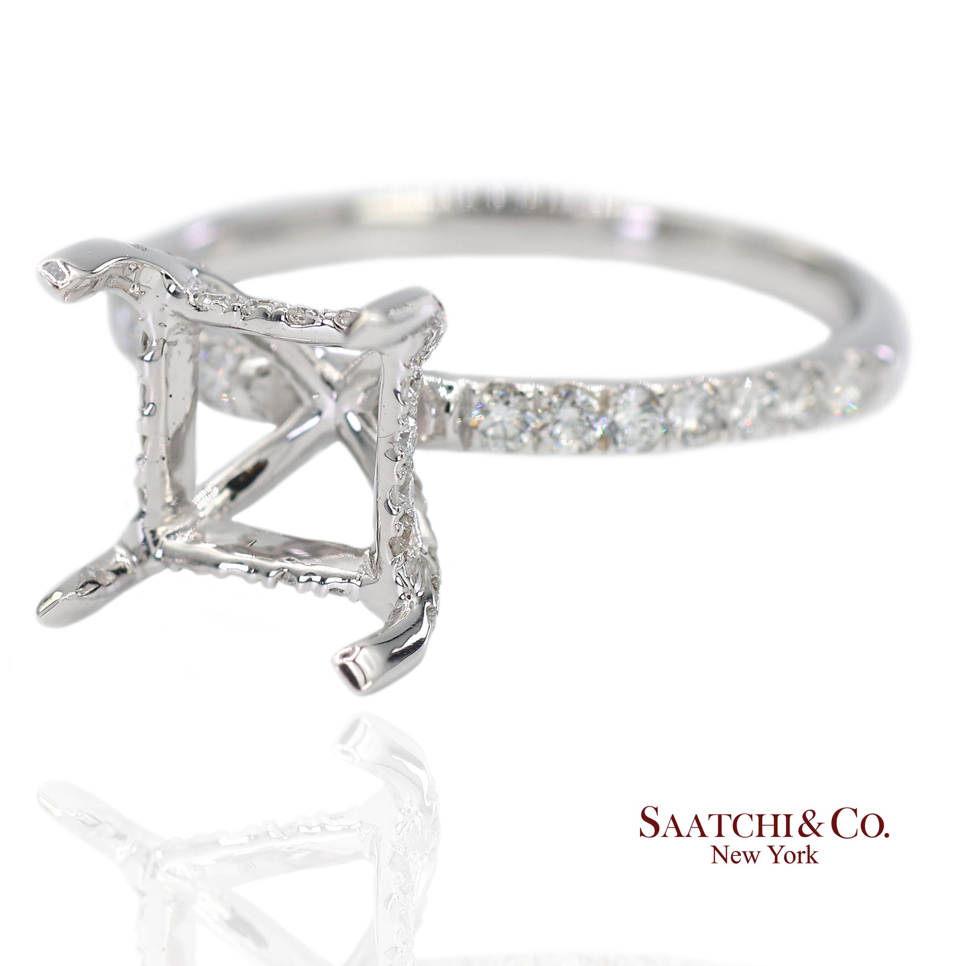 14K (585) White Gold Lab CVD Brilliant Diamond Semi Mount Ring Size 7