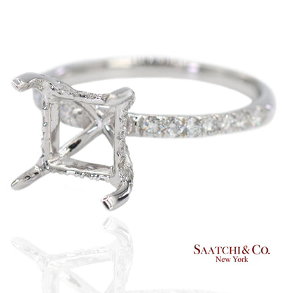 14K (585) White Gold Lab CVD Brilliant Diamond Semi Mount Ring Size 7