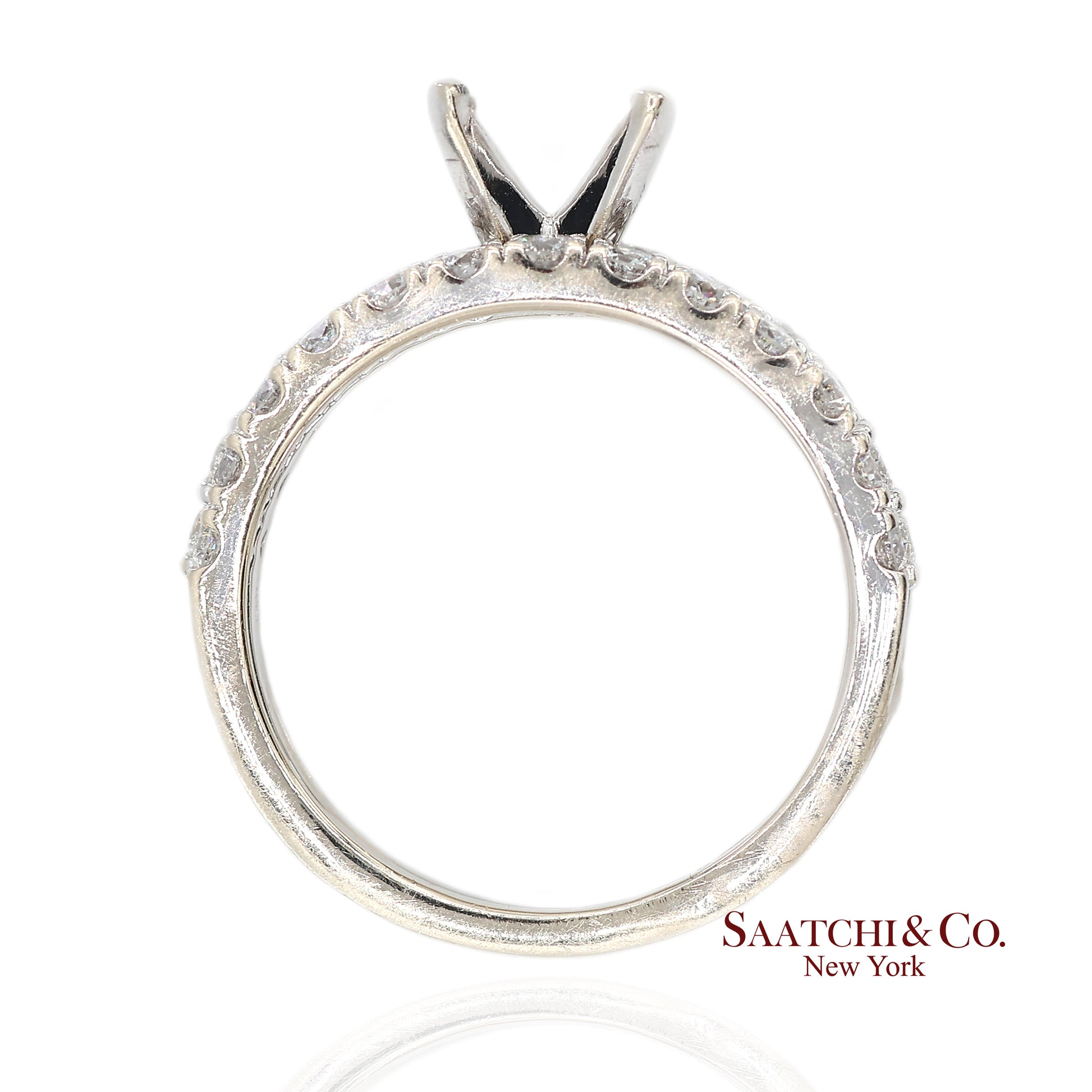 14K (585) White Gold Natural Brilliant Diamond Semi Mount Ring Size 7