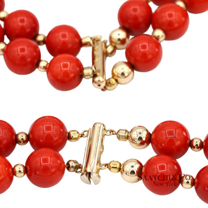 14K(585) Solid Yellow Gold Coral Necklace