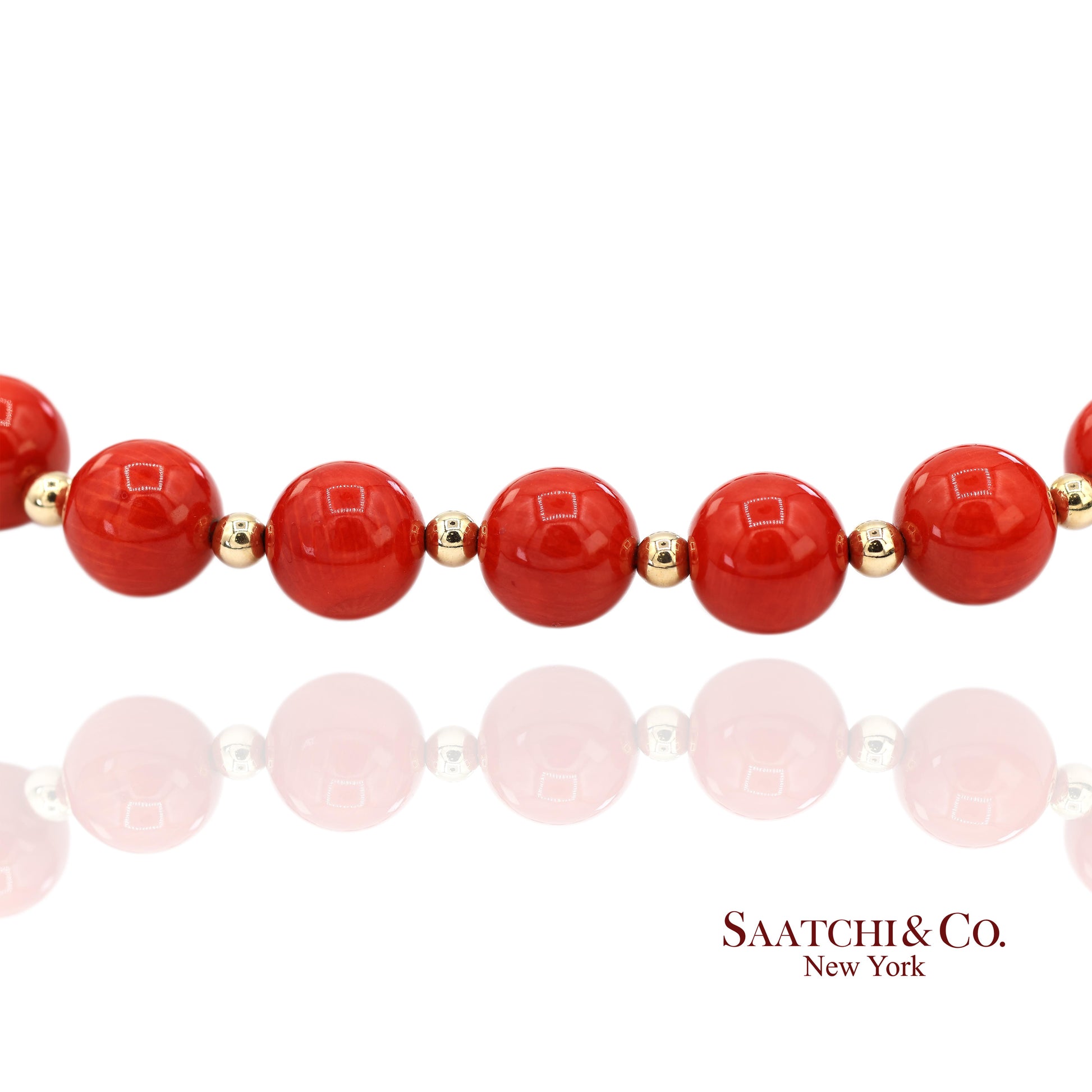 14K(585) Solid Yellow Gold Coral Bracelet