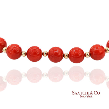 14K(585) Solid Yellow Gold Coral Bracelet