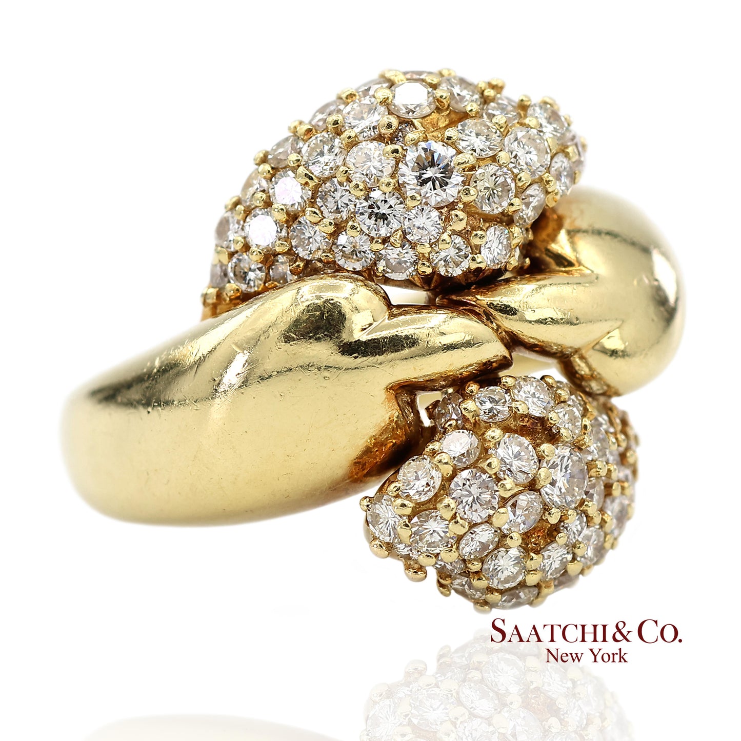 18K (750) Yellow Gold Natural Diamond Jose Hess Vintage Designer Ring