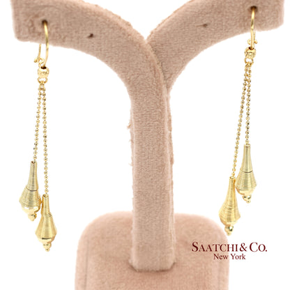 18K (750) Yellow Gold Drop Dangling Earrings