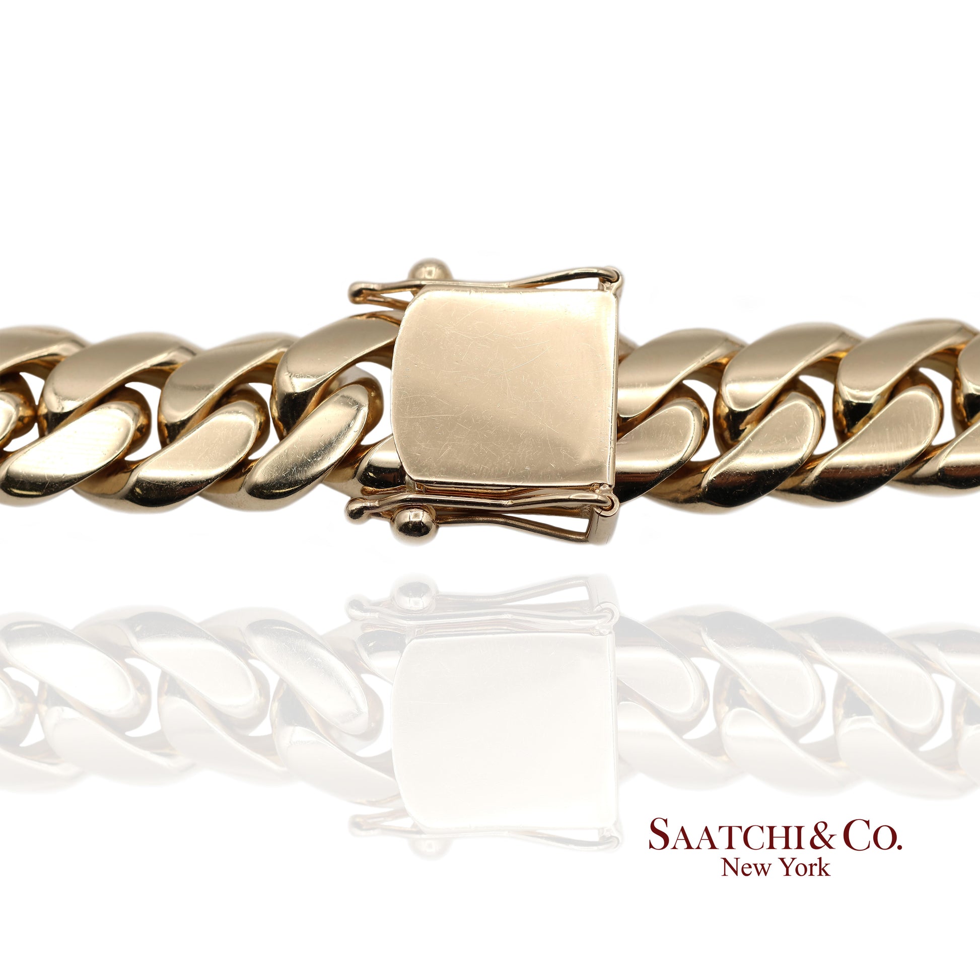 14K(585) Solid Yellow Gold Cuban Link Chain Necklace