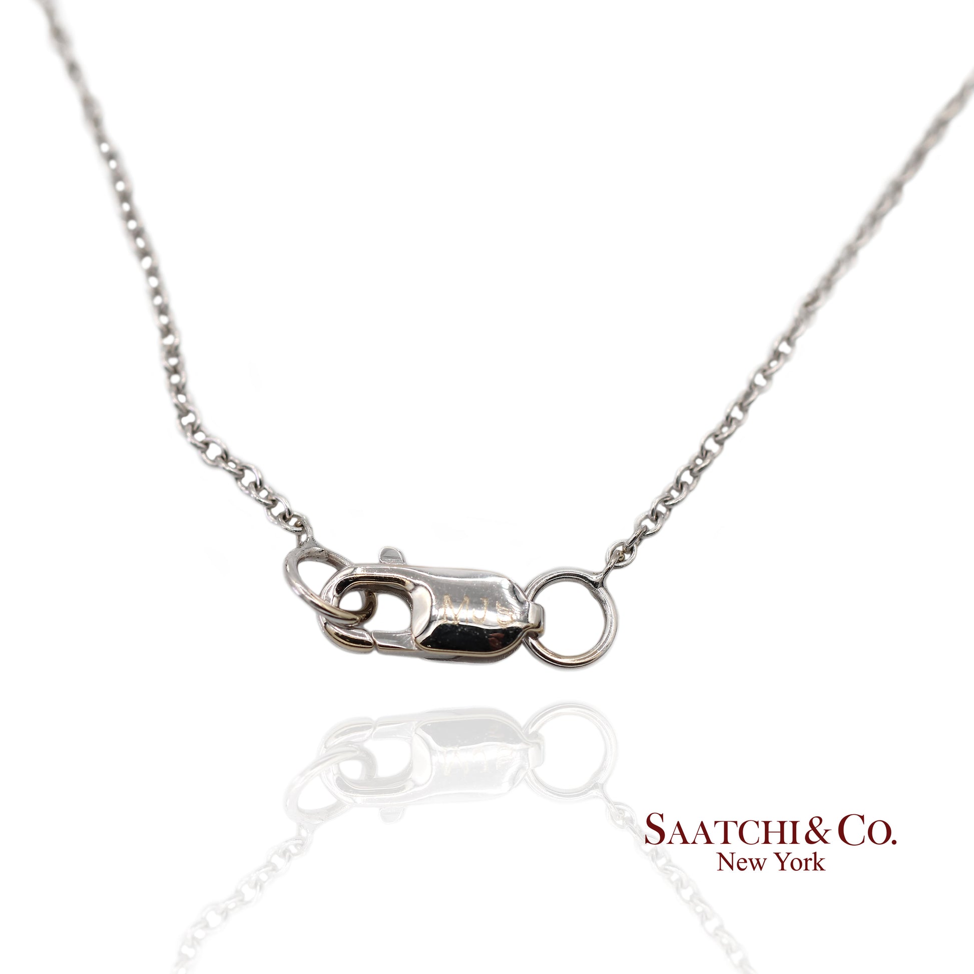 18K(750) White Gold Natural Diamond Leaf Pendant Necklace with Chain